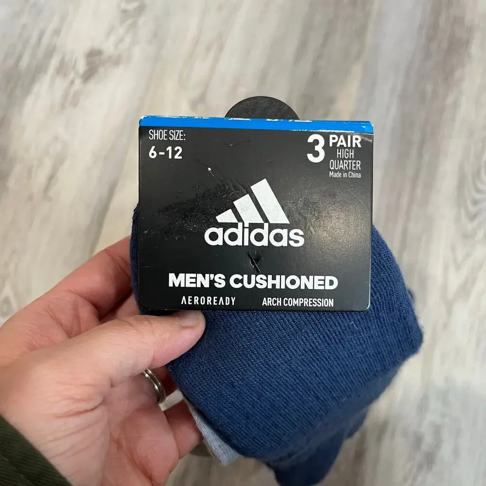 New Adidas 3 Pack Aeroready Arch Compression High Quarter Socks Men’s Large